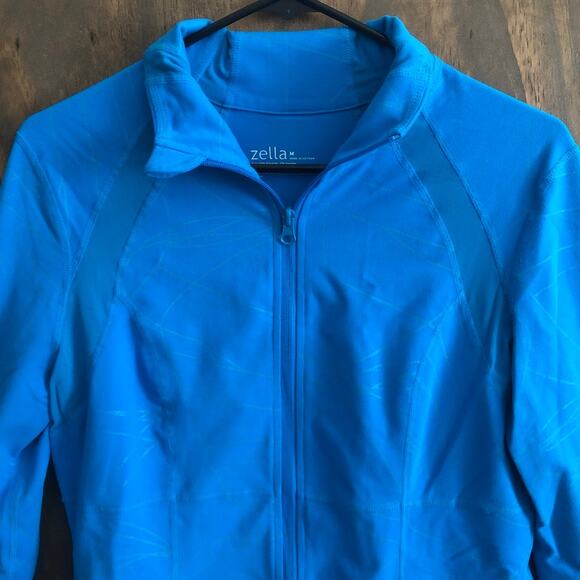 Zella Womens Jacket Blue Full Zip Activewear Performance Mesh Stretch Medium - Picture 2 of 10